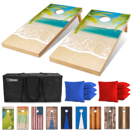 Image of GoSports 4 x 2 ft Regulation Size Wood Cornhole Boards - 10 Vintage Wood Designs (Choose Your Style)