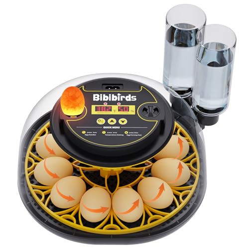 BIBIBIRDS Incubators for Hatching Eggs with Automatic Egg Turning,Humidity Display Temperature Control,Auto Water Fill,Egg Candler,12 Egg Hatcher Incubate Chick Quail Duck Turkey Goose Parrot Bird