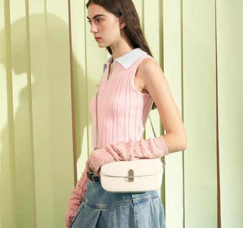 LA FESTIN Small Leather Shoulder Bag For Women: Rectangle Shoulder Purse With Chain Strap-Daily Going Out Crossbody Bag3