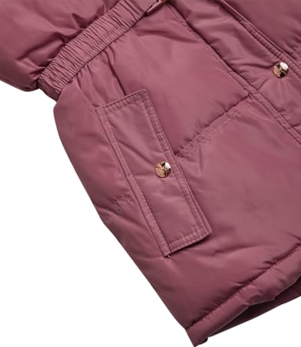 Image of KENSIE GIRL Girls Puffer Jacket Sherpa-Lined Belted Winter Coat | Cozy Soft Warmth, Wind and Water Resistant Outerwear, Cinched Fit for Cold-Weather Play, School, and Frosty Days
