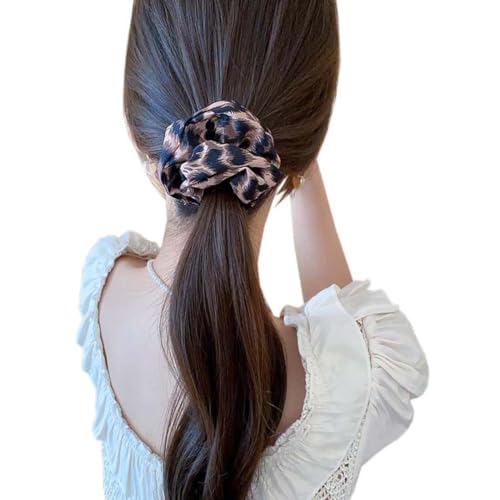 Hair Scrunchies Sparkly Hair Ties Sequin Hair Band Retro Disco Party Favors Hair Accessories Hair Holder 2 Pack TSFQ15 (Leopard Style)