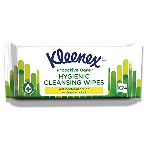 Kleenex Proactive Care Hygienic Cleansing Wipes, Lingettes Nettoyantes pour les Mains, Pack de 24 Unités