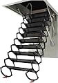 Concertina Loft Ladder Alloy Attic Access Ladder Alloy Steel Attic Stairs Pull Down Attic Ladder with Handrail Remote Folding Telescopic Ladder