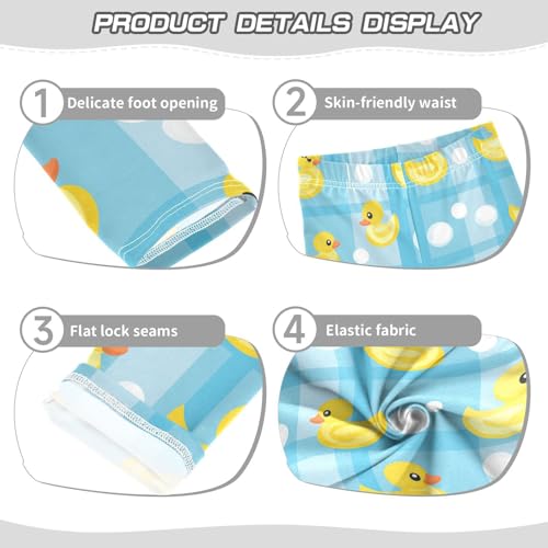 Ducks Girls' Leggings Toddler Doodles Blue Plaid Kids Yoga Pants Dance Active Tights 4T3