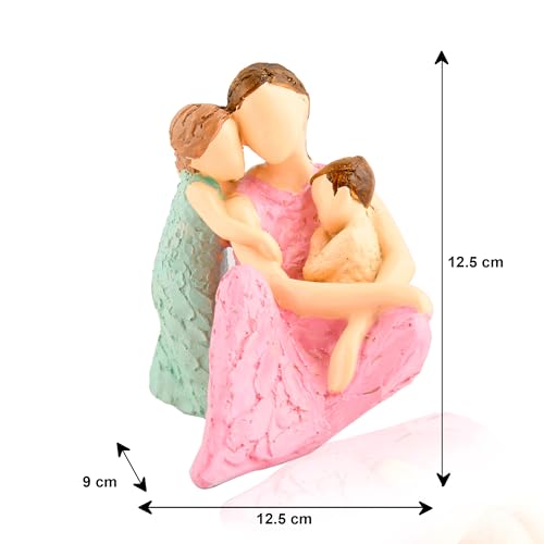 Image of Xtore Heartwarming Mother and Child Figurine | Resin Home Decor Accent | Unique Art Piece for Living Room, Nursery, or Gift | Symbol of Love and Family | Pastel Colored Sculpture