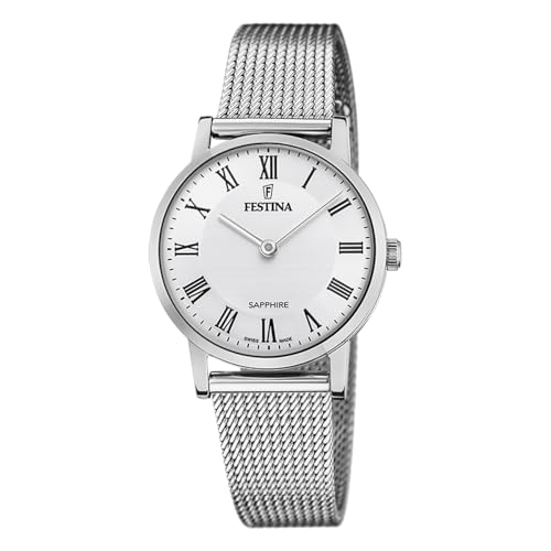 Montre femme Festina Swiss Made en acier avec verre saphir d'une élégance intemporelle