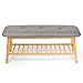 Półka do przechowywania butów Domowa wielofunkcyjna ławka z tapicerowanym domowym salonem Wypoczynek Home Decor Drewniana okrągła stopa Ławka na buty Półka na buty OrganizerShoe Rack (kolor: szary) (n