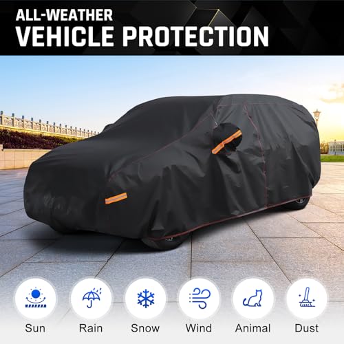 Image of 6 Layer Heavy Duty Hatchback Car Cover Waterproof All Weather Protection with Cotton Liner, Universal Fit Nissan Leaf, Honda Civic Hatchback, Mazda 3 Hatchback, Toyota Corolla Hatchback