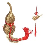 Chiński Feng Shui Mosiądz Wu Lou, Powodzenia Wu Lou, Kolekcjonerska Moneta Chińskiego Węzła Feng Shui, Wisząca Tykwa Hu Lu, Amulet Uroku Posągu Dyniowatych na Szczęście/Bogactwo/Spokój/Sukces
