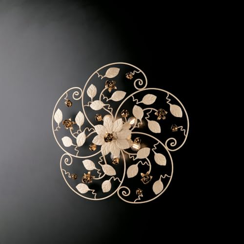 Plafonnier en fer laqué ivoire à 5 lumières lustre classique chic salon et salle de bain