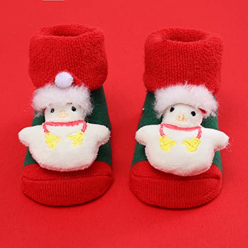 Infant Christmas Socks Booties Soft Baby Santa Print Winter Warm Fleece Slippers Snow Boots Soft Sole Crib Shoes2