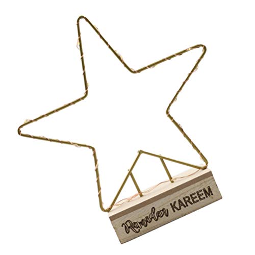 Amosfun Eid Mubarak Luz Noturna Decorativo CONDUZIU a Lâmpada Da Arte Luz De Ferro Forjado Com Base