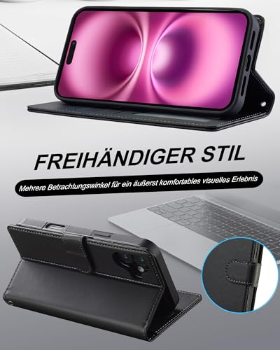 Étui iPhone 16 Plus Coque Protection Cuir Portefeuille Aimanté RFID - 6
