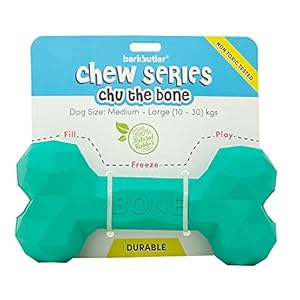 BarkButler Chu The Bone Dog Toy – Green | Medium-Large Dogs(10-30kg) | Durable & Treat-Dispensing | Gentle on Teeth & Gums | 100% Natural Rubber | Non-Toxic | Suitable for All Dog Breeds
