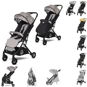 Lorelli Kinderwagen Myla, Buggy klein zusammenklappbar, nur 7 kg, kompakter Sportsitz bis 15kg, geeignet für Flugreisen, Baby Reisebuggy, schwarz grau