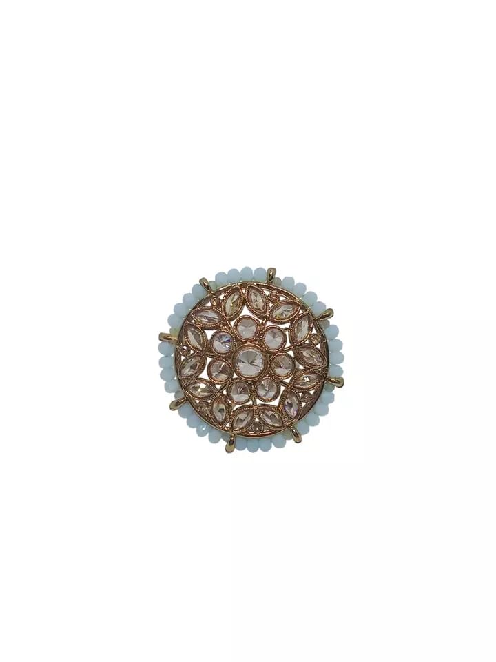Bague Kundan ajustable à offrir, bijou doré rond en cristal et cuivre