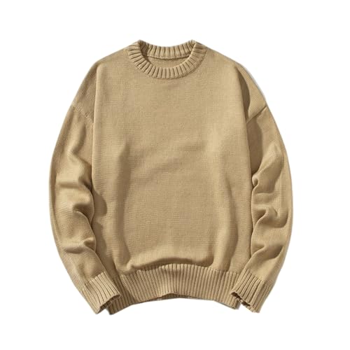 Men's Loose Shoulder Round Neck Knitted Sweaters for Spring and Autumn