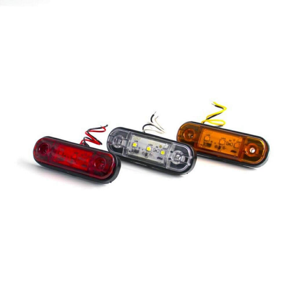 10 sztuk/30 sztuk 12V 24V 3 zewnętrzne boczne obrysowe samochodu światło ostrzegawcze owalne prześwit lampka kontrolna sygnału ciężarówka z przyczepą(10pcs Red)