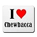 EXCLUSIVO: Tapete de ratón "I Love Chewbacca" en Blanco, una gran idea para un regalo para sus socios, colegas y muchos más!- regalo de Pascua, Pascua, ratón, Palmrest, antideslizante, juegos de jugador, cojín, Windows, Mac OS, Linux, ordenador, portátil, PC, oficina, tableta, Amo, Made in Germany.