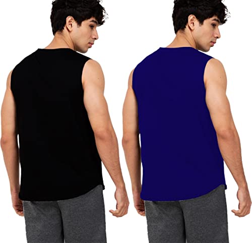 Image of Solid Sleeveless Cotton Regular Fit Mens Stylish Top Tanks Vest T-Shirt (Combo Pack of 2)
