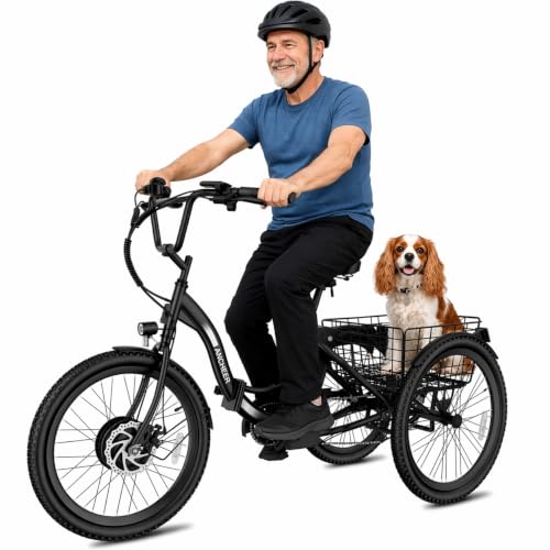 Image of ANCHEER Electric Tricycle for Adults, Peak 600W Folding Electric Trike, 24 inch 499Wh Ebike for Seniors, 15.5MPH Electric Bike, Removable Battery, 3 Wheel, LCD, Rear Differential, Basket