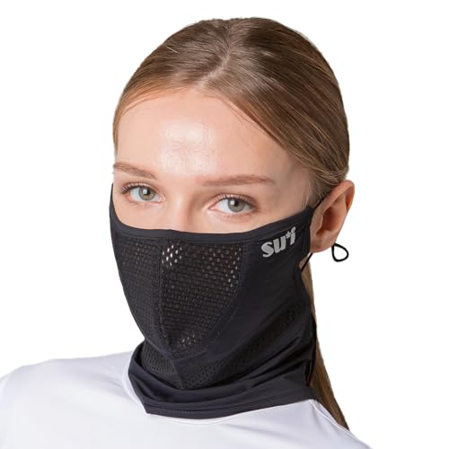 SUIGOLF KOREA (Type H) UV Sun Protection Balaclava Half Face Mask - for Hiking Running Cycling & Outdoor Sports (H-6 Black Large)