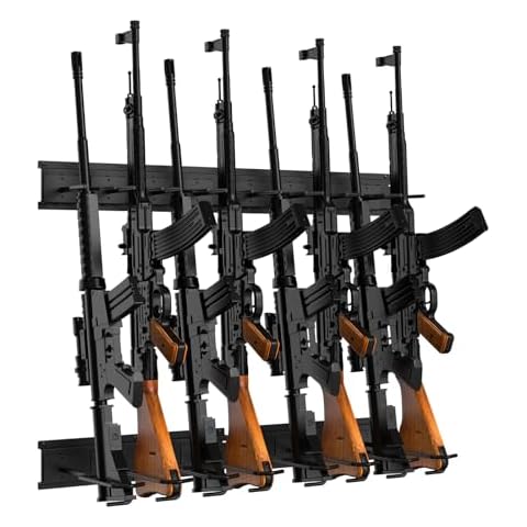 Tuenort Gun Rack Wall Mounted,Indoor Metal Shotgun Rack, 8-Slot Vertical Rifle Shotgun Gun Rack, Heavy Duty Metal Wall Gun Rack Display Stand Cover