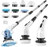Electric Spin Scrubber for Cleaning Bathroom, Shower Scrubber Cordless Cleaning Brush with IPX7 Waterproof & 3 Speed, 9 Brush Heads, Bathroom Cleaning Supplies for Shower Tub Kitchen Tile Toilet Floor