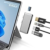 1558円お得!Surface Pro 8 ハブ 5ポート付き 4K@30Hz HDMIポート+LANネット接続ポート+USB ポート×2+Micro SD(TF) カードリーダー 高速データ転送 マルチ 5 in 1 アルミニウム サーフェス Pro8 ドック