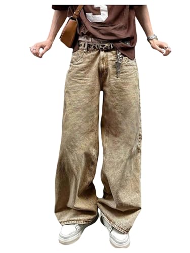 Men's Baggy Jeans Vintage Straight Leg Denim Pants with Pocket Streetwear