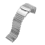 shark24 refit  18mm / 20mm / 22mm / 24mm Edelstahl Dive Shark Mesh Milanese Uhrenarmband Armband (24mm, Silver)