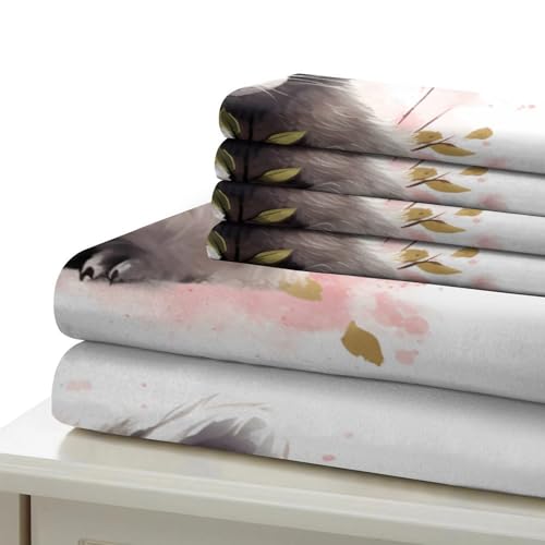 Parure de lit chiot 220x240 housse de couette king microfibre aquarelle florale 3D