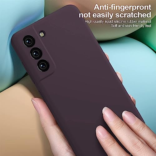 Image of DIZORO Liquid Silicone Case with Microfiber Coushioning Compatible for Samsung Galaxy S21 Shockproof Slim Back Cover, Gel Rubber Full Body Protection (Deep Purple)