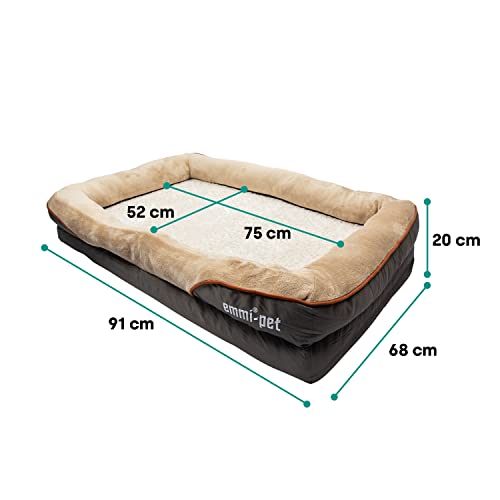 Emmi-pet Orthopädisches Hundebett, Ergonomisches Hundesofa für große Hunde & mittelgroße Hunde – 91x68x20 cm – Kuschelige & waschbare Hundecouch– rutschfest, langlebig & atmungsaktiv