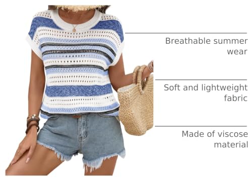 Image of Ivicoer Womens Spring Summer Tops Crochet Cap Sleeve Sweater Hollow Out Beach Vacation Clothes Trendy 2026 Loose Fit