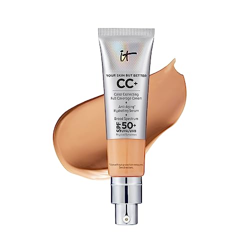 IT Cosmetics Your Skin But Better CC+ Cream, Neutral Tan (N) - Color Correcting Cream, Full-Coverage Foundation, Hydrating Serum & SPF 50+ Sunscreen - Natural Finish - 1.08 fl oz -  3605971907487