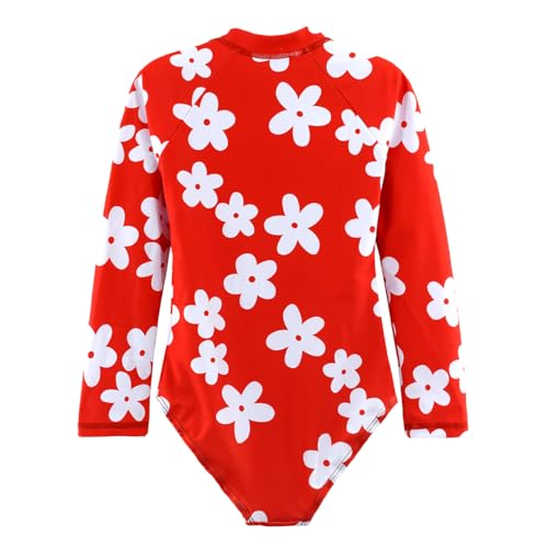 Image of Girls Long Sleeve One Piece Swimsuit Rash Guard Swimwear Zipper Quick Dry Bathing Suits Sun Protection UPF 50+ (Ages 4-12)
