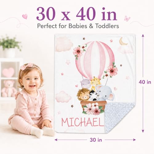 Image of Personalized Baby Blanket for Girls, Custom Nursery Blanket with Name, 30 x 40 Inch Soft Minky Blanket for Baby Toddlers, Newborn Print 04