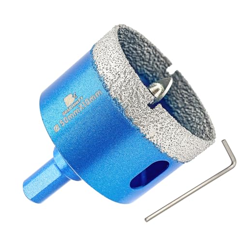 Dry Diamond Core Drill Bit with Pilot Bit - 2" inch Diamond Tile Hole Saw with Triangle Shank for Porcelain Tile Ceramic Stone Granite Marble