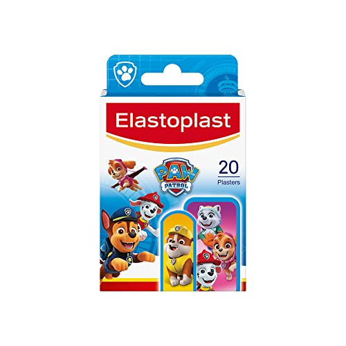 Elastoplast Paw Patrol Plasters Assorted Sizes (20 Pieces) Coloured First Aid Wound Care for Children with Paw Patrol Designs Various Sized Skin-Friendly