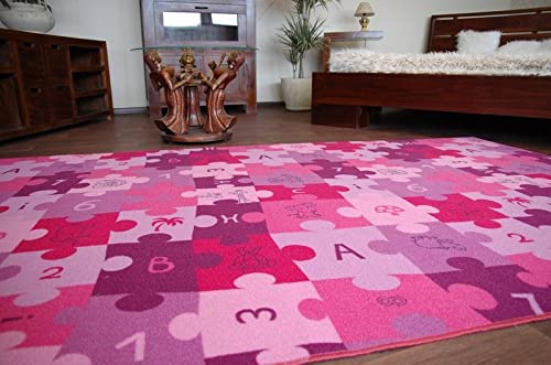 Dywan puzzle fioletowy 100 x 250 cm