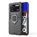 Produktbild GOKEN Hülle für Xiaomi Poco M4 Pro 4G, Schutzhülle TPU/PC Handyhülle mit 360 Grad Drehung Fingerring Ständer, Stoßfest Bumper Armor Case Hybrid Cover, Schwarz