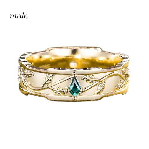 His and Her Emerald Wedding Rings Sets, 925 Sterling Silver 10K/14K/18K Gold Couple Engagement Rings Set, Customized Green Gemstone Anniversary Promise Bands for Man and Women Free Engraving2