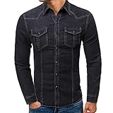Materiales de calidad: las camisas de manga larga para hombre están hechas de mezclilla 100% algodón suave, ligera, duradera y transpirable, que te mantendrá cómodo todo el día sin pesarte.