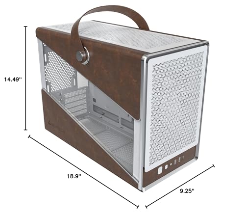 Image of MONTECH Heritage mATX, Micro Form Factor Compact Leather Gaming Chassis with Signature Handle Design, Supports RTX 40 Series GPUs, ATX PSU, and 360mm AIO - White