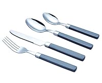 EXZACT 16 teilig Edelstahl Besteckset Farbe Griffe Grau für Familienessen – Ansicht 3