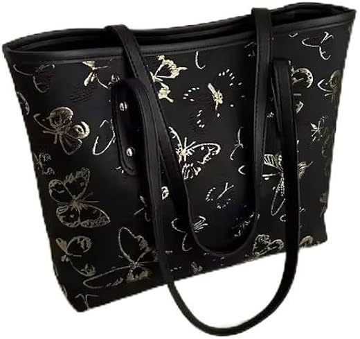 Butterfly Design Tote Bag - Luxurious Top Handle Handbag with Three Compartments for Organized Storage | Ladies Purse Hand...