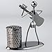 HAZOULEN Metal Art Pen Pencil Holder with a Musician Playing Music, Home Office Decoration Work Desk Organizer