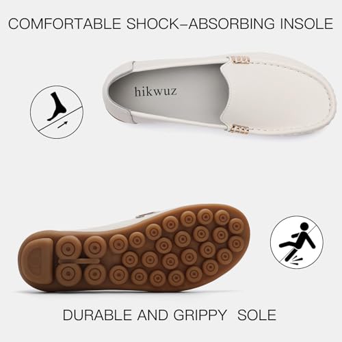 Image of Women's Comfortable & Lightweight Leather Loafers Slip-Ons Driving Walking Mocs Boat Shoes Cute Business Casual Dress Shoes Work Flats for Women