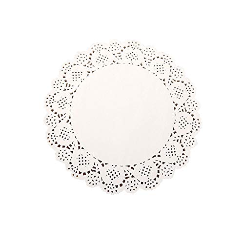 100 Pièces Dentelle Napperons Papier Blanc, Napperon Papier Ronds - 8.4 Pouces (21,5 cm) pour Fête de Famille Ou Table De Mariage